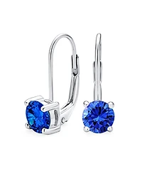 Bling Jewelry Traditional Round 1CT Cz Solitaire Drop Earrings Gold Plated .925 Sterling Silver Leverback