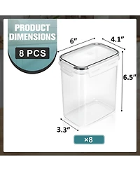 Sorbus 8 Pack (1.6L/54.10 Oz) Airtight Food Storage Containers with Locking Lids, Measuring Spoons & Labels