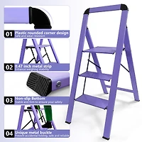 3 - Step Aluminum Folding Step Stool For Home and Garden