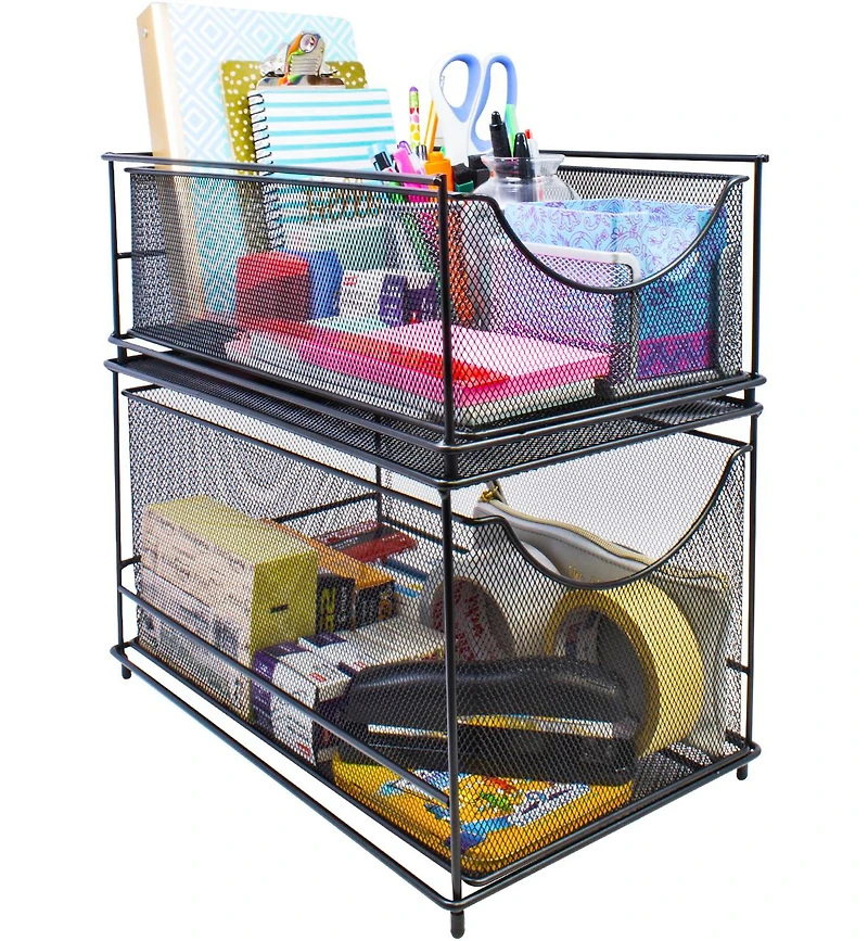 Sorbus Metal Mesh Cabinet Organizer with Pull-Out Drawers - Ideal for Countertop, Cabinet, Pantry, Under the Sink