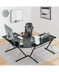 Gouun 59 Inches L-Shaped Corner Desk Computer Table for Home Office Study Workstation