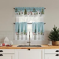 Holiday Wonderland Semi-Sheer Rod Pocket Kitchen Curtain Tier Pair