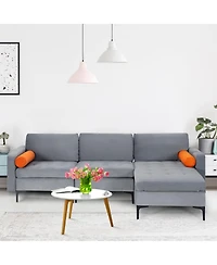 Gouun Modular L-shaped 3-Seat Sectional Sofa with Reversible Chaise and 2 Usb Ports