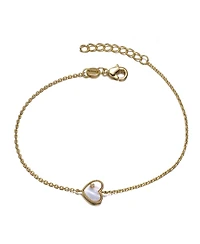 Dainty 14k Gold Plated Heart Chain Charm Bracelet
