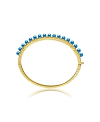 Sterling Silver 14K Gold Plated Beaded Bangle Bracelet with Shell Pearls
