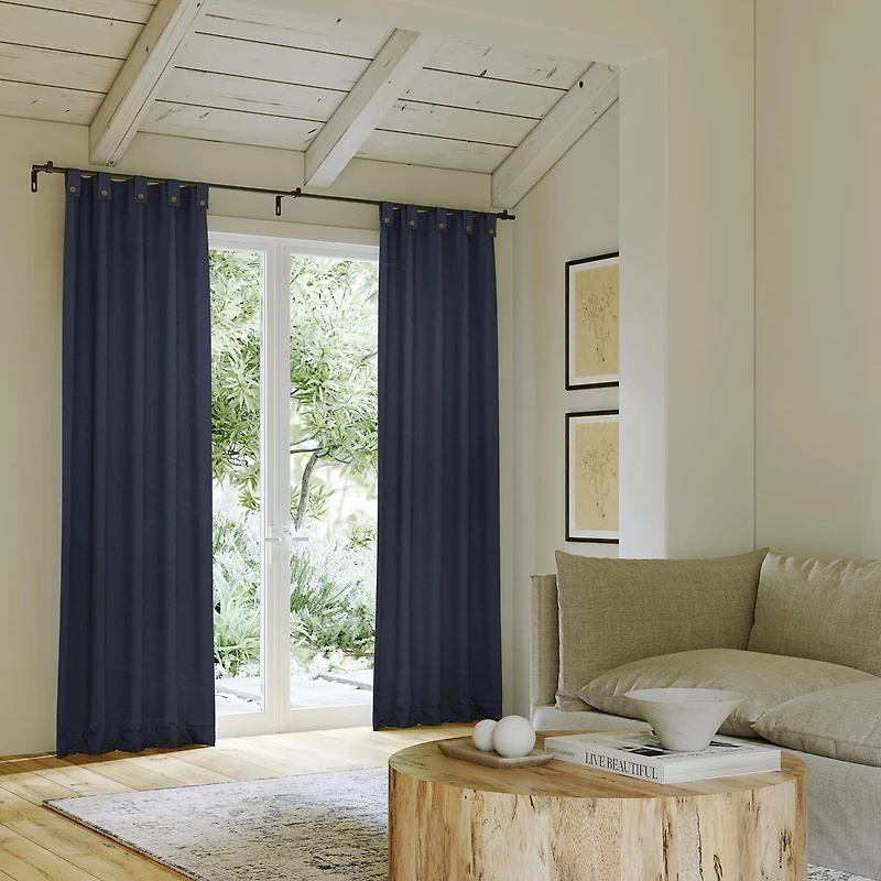 Cotton Blend Button Tab Top Curtain