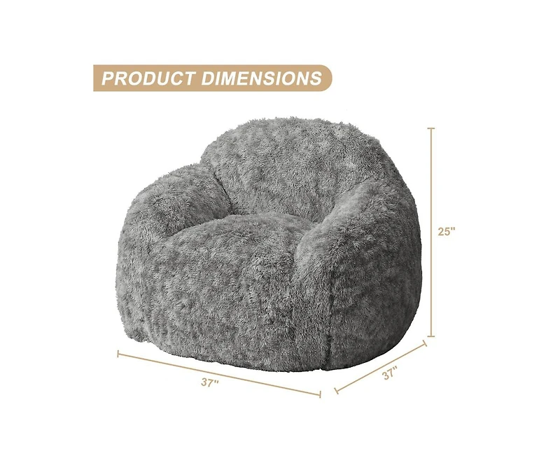 gaomon Bean Bag Chair, Adult Bean Bag Couch with Armrest, Soft Fluffy Faux Fur Beanbag Chair for Reading, Plush Lazy Sofa High-Density Foam Floor Sofa