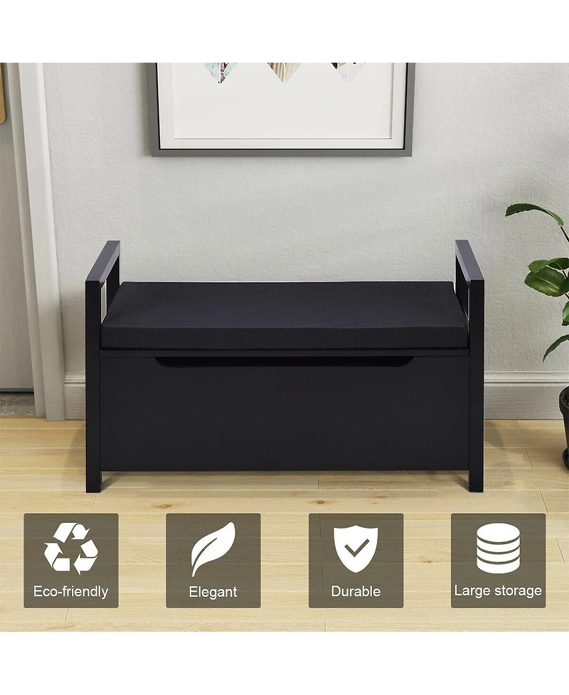 Gouun 34.5 ×15.5 ×19.5 Inch Shoe Storage Bench with Cushion Seat for Entryway