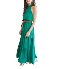 Paneros Clothing Women's Halter Gia Dress in Emerald Green