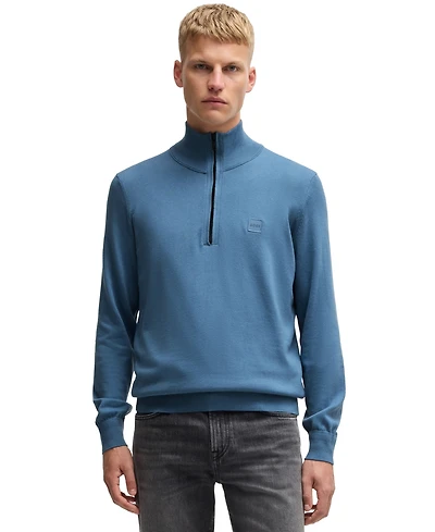 Boss by Hugo Boss Men's Logo-Patch Zip-Neck Sweater