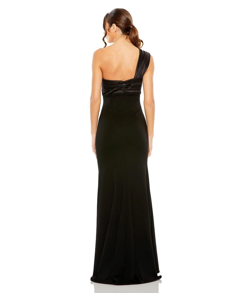Mac Duggal Women's One Shoulder Draped Trumpet Gown