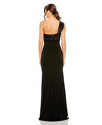 Mac Duggal Women's One Shoulder Draped Trumpet Gown