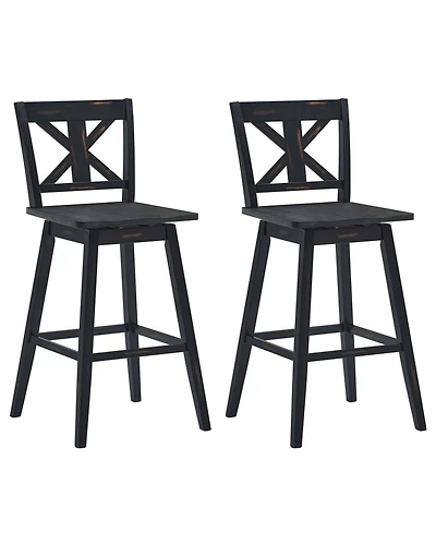 Gouun Set of 2 360-Degree Swivel Bar Stools for Home Restaurant