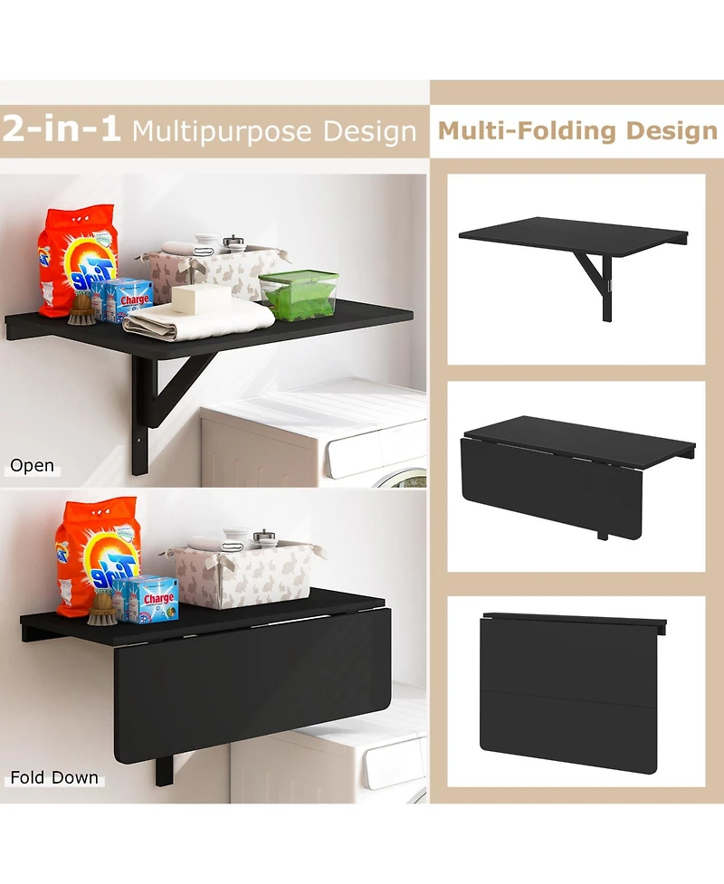 Gouun 31.5 x 23.5 Inch Wall Mounted Folding Table for Small Spaces