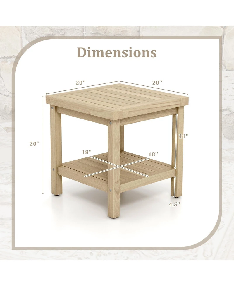 Gouun 2-Tier Outdoor Side Table with Shelf for Porch Deck Garden