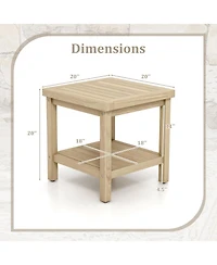Gouun 2-Tier Outdoor Side Table with Shelf for Porch Deck Garden
