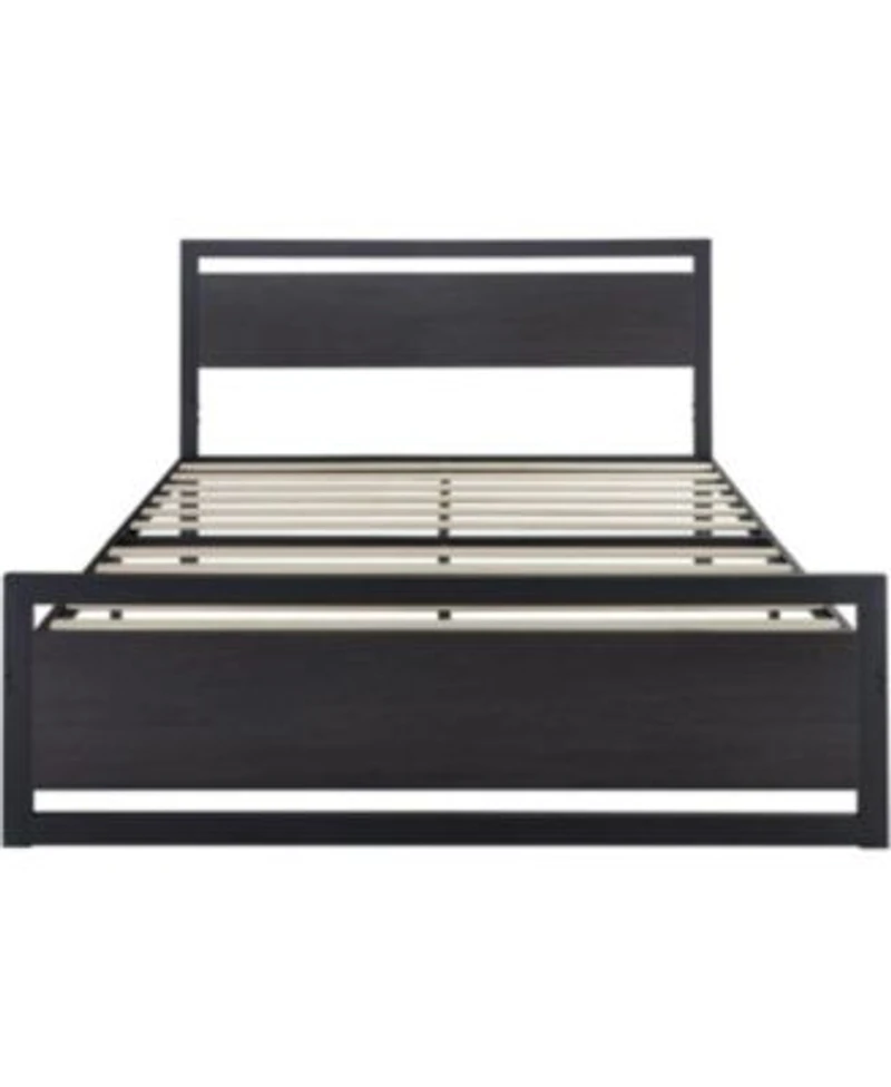 Slickblue Metal Platform Bed Frame With Wood Panel Headboard Footboard