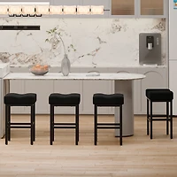 Dyhome Counter Height Bar Stools Set of 4, 27 Inches Modern Kitchen Stools, Metal Legs Backless Saddle Stool Chair for Island, Dining Room