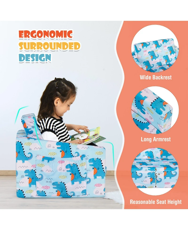 Gouun 2-in-1 Convertible Kids Sofa with Velvet Fabric