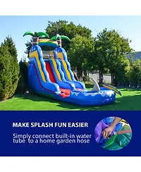 HeroKiddo 15 Ocean Shark Commercial Grade Inflatable Water Slide with Attached Splash Pool (No Blower Included)