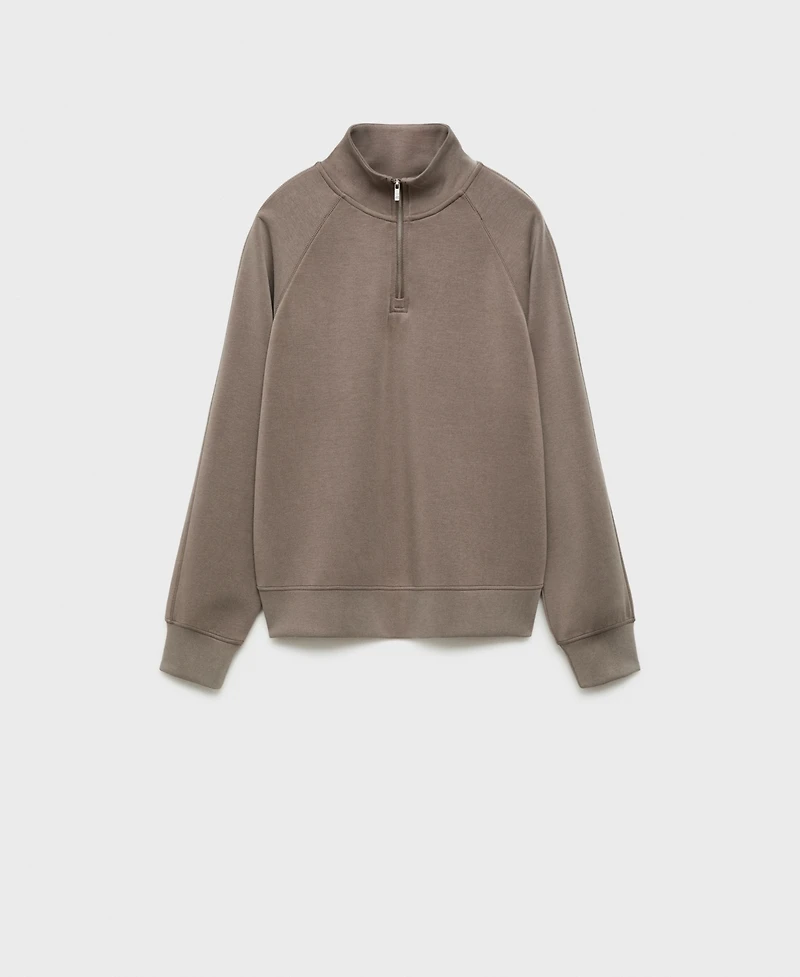 Mango Women's Zipper Detail Turtleneck Sweatshirt