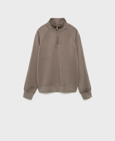 Mango Women's Zipper Detail Turtleneck Sweatshirt