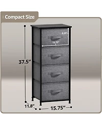 Sorbus 4 Drawers Chest Nightstand - Storage for Closet, Home, College Dorm Features Steel Frame, Wood Top, & Fabric Bins