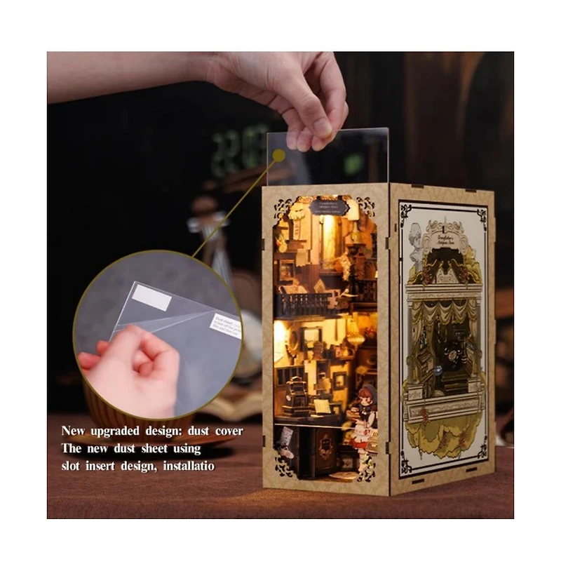 Cutebee Diy Book Nook Kit Diy Miniature House Dollhouse Kit Booknook Bookshelf Decor Alley Model with Led Light, Gifts (Grandfather s Antique Store