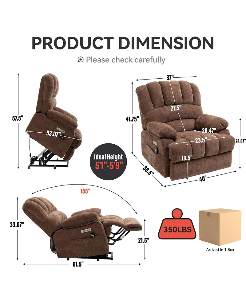 Mondawe 23" Chenille Power Lift Recliner Chair