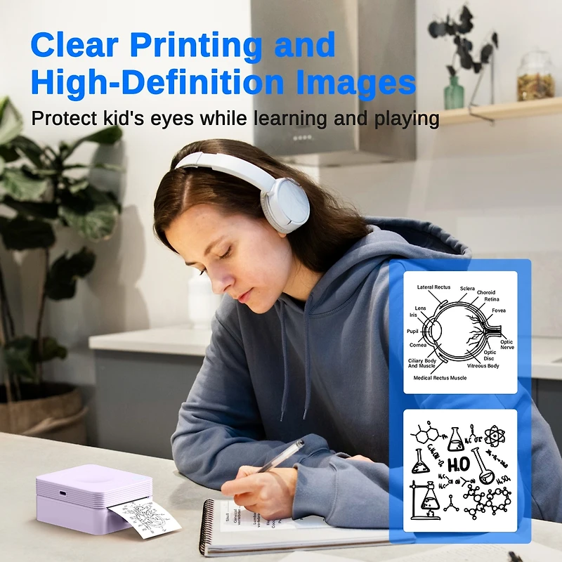 Sticker Printer, PM230 Mini Thermal Printer Bluetooth Portabel Maker with 3 Rolls of Paper, Print Pods Multiple Templates fo
