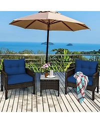 Slickblue 3-Piece Pe Rattan Outdoor Dining Patio Furniture Set with Cushions