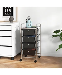 Gouun 4-Drawer Rolling Storage Cart with Plastic Drawers and Metal Frame