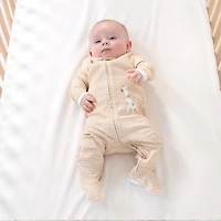 The Peanutshell Baby Boys 3pk Cotton Sleeper Set Girl, Serene Safari