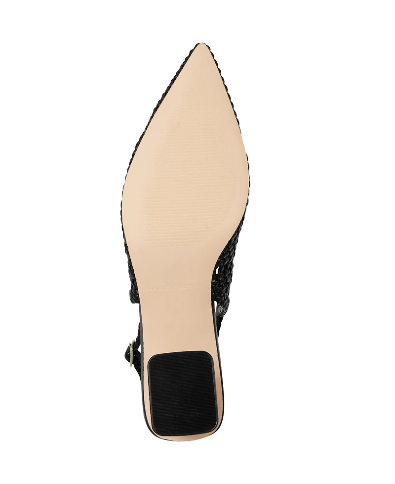 Marc Fisher Women's Lulia Woven Block Heel Slingback Pumps