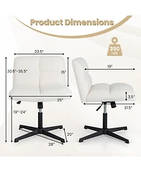 Gouun Office Armless Chair Cross Legged with Imitation Lamb Fleece and Adjustable Height