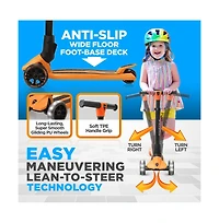 Hurtle 3-Wheel Foldable Kids Scooter With Led Wheel Lights - Orange