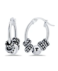 Macy's Oxidized Beads Oval Click Top Hoop Earrings