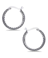 Macy's Oxidized Geometric Pattern Click Top Hoop Earrings