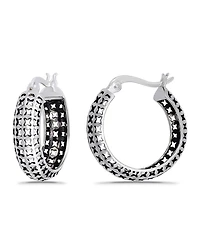 Macy's Oxidized X-Cut Out Pattern Click Top Hoop Earrings