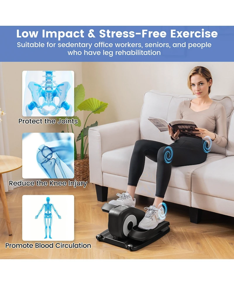 Hongge Under Desk Elliptical Machine with Display Monitor for Home Office