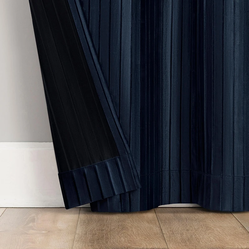 Cascade Pleated Velvet Blackout Grommet Curtain Panel