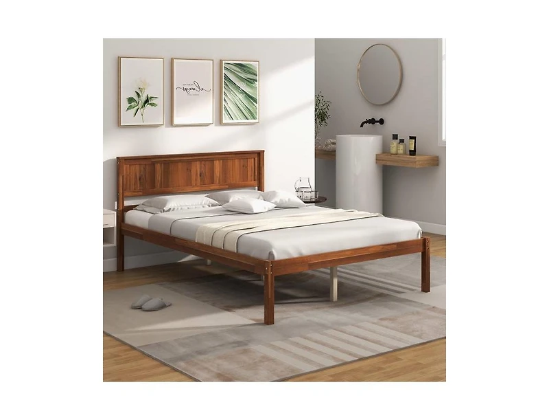 Sturdy Platform Bed Frame – Modern Headboard and Built-In Support for Comfortable, Box Spring-Free Sleep
