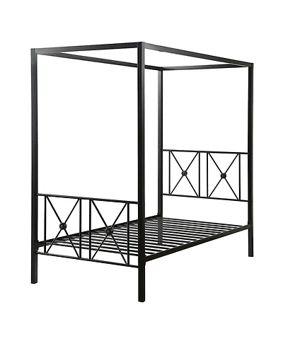 Slickblue Metal Canopy Bed Frame with Medallion Accents