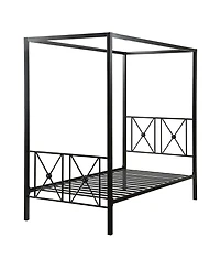 Slickblue Metal Canopy Bed Frame with Medallion Accents