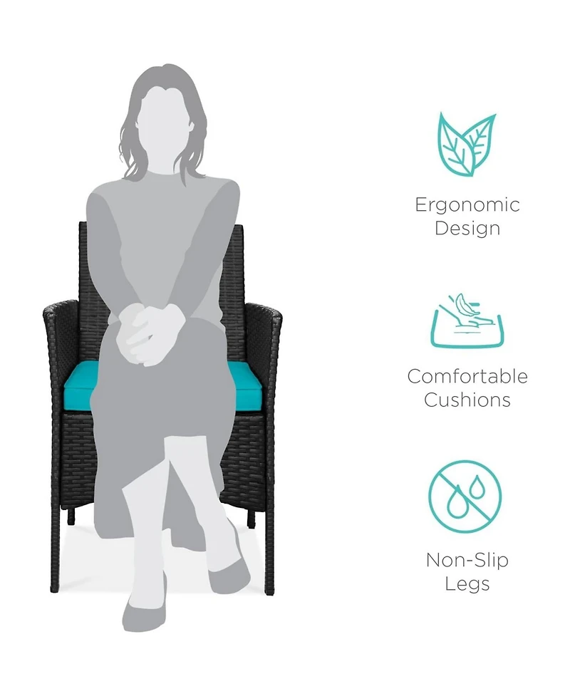 Slickblue 3-Piece Pe Wicker Outdoor Dining Patio Furniture Set With Cushions