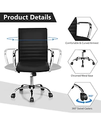 Gouun High Back Ribbed Office Chair with Armrests