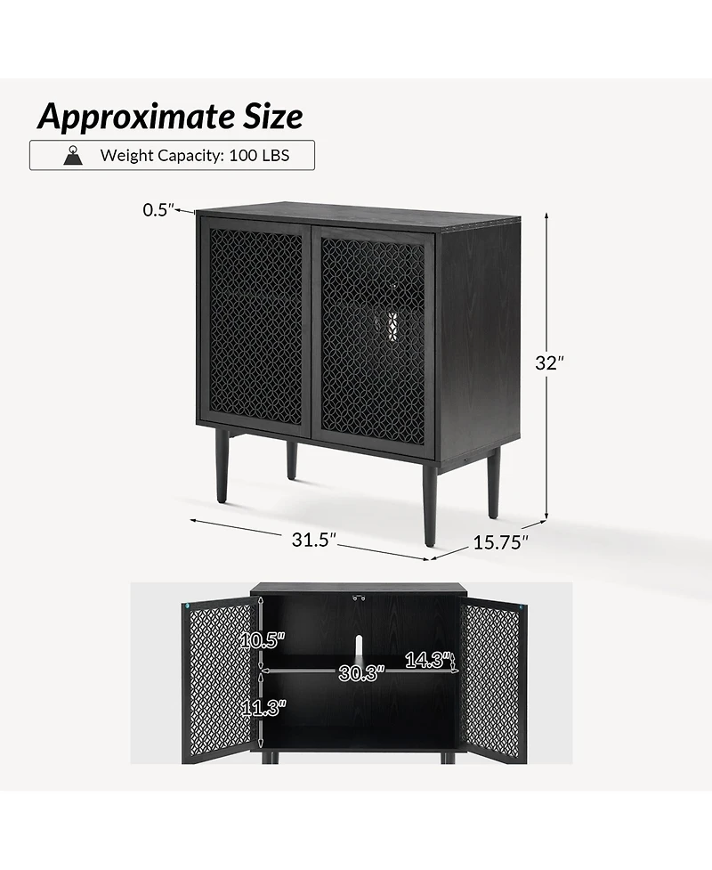 Hulala Home Giovanna Modern 32"Tall 2-Door Accent Cabinet with Adjustable Feet