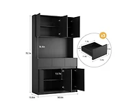 gaomon 71" Tall Kitchen Pantry Cabinet, Kitchen Hutch Storage Cabinet with Led Lights and Power Outlets, Food Pantry Cabinet with Microwave Stand