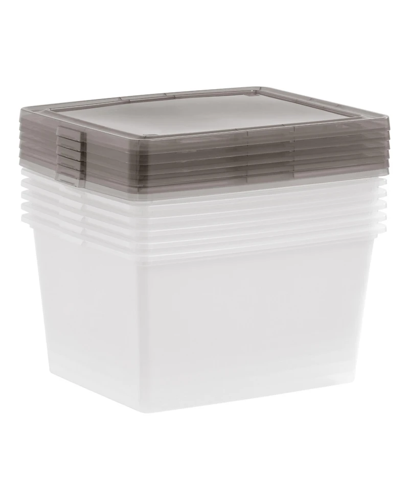Iris Usa 24.5 Quart Snap Top Plastic Storage Bin, 6 Pack