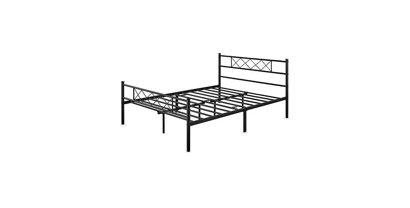 Slickblue Traditional Powder Coated Slatted Platform Bed - Durable and Stylish Bed Frame